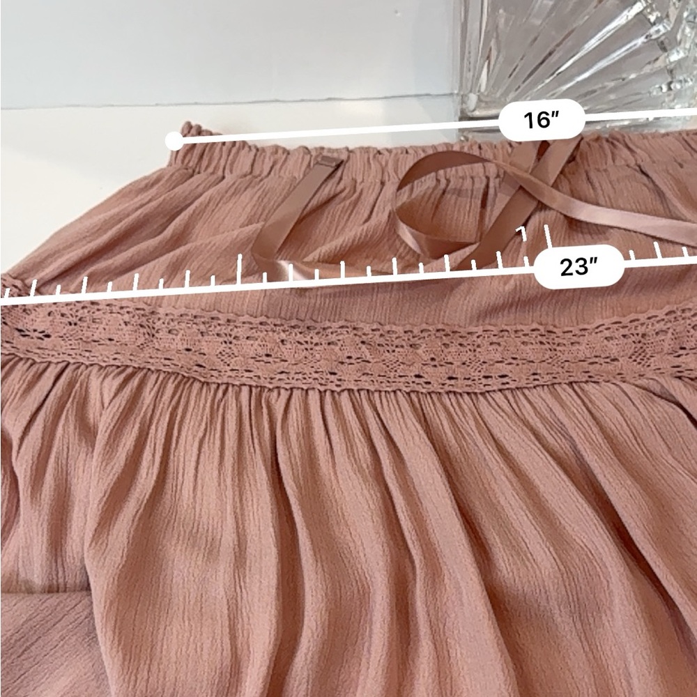 🆕 Pale Mauve Crochet Lace Maxi Skirt XL – Flowy Western Boho 🆕 - Picture 13 of 14